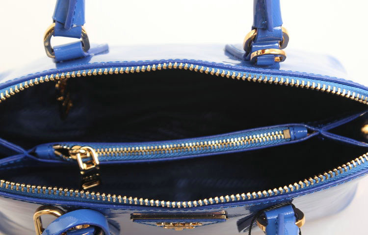 2014 Prada Shiny Saffiano Leather Two Handle Bag BL0838 Blue for sale - Click Image to Close